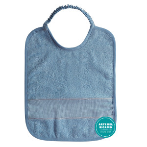Terry Baby Bib with Aida Band and Elastic  - Color Light Blue